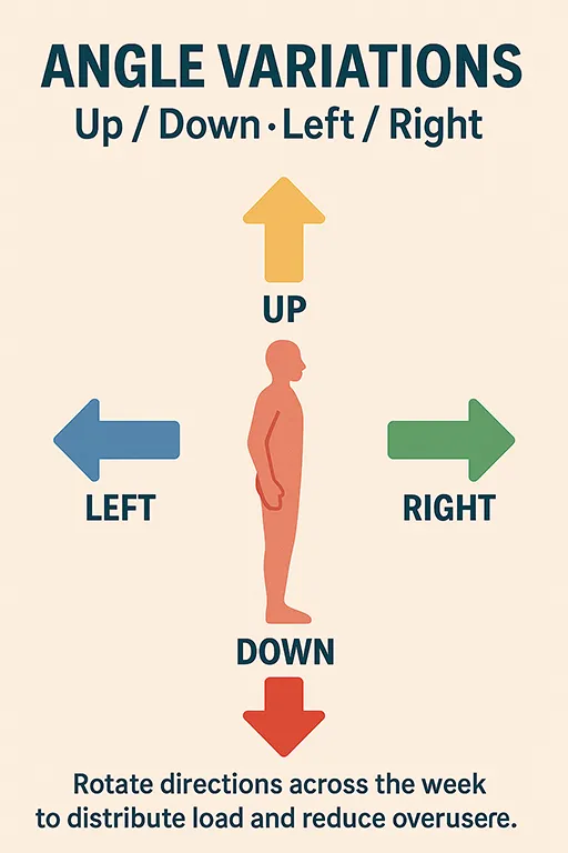 Arrows showing upward, downward, left, and right vectors from neutral position