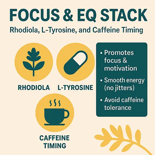 Focus & EQ support — rhodiola, L-tyrosine, caffeine